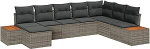 8-teiliges Garten Sofa Set mit Kissen Grau Poly Rattan Akazie Gartenlounge Model3348145