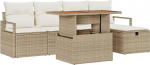 6-osaline aia diivan komplekt koos pehmendusega Beige Poly Rattan 2 istekohaga aia diivan koos pehmendusega Beige Poly Rattan Garden Lounge Model3359991