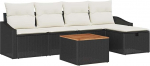 Garten-Sofa-Set mit Kissen 6 tk Schwarz Poly Rattan Gartenm&ouml;bel Model3359558