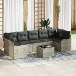 Gartensofa-komplekt Hellgrau 55 x 55 x 37 cm Poly-Rattan Gartenm&ouml;bel Model3345622