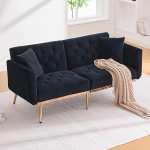 Kokkupandav diivanvoodi, v&auml;ike, 2-kohaline diivan magamisfunktsiooniga, vastupidavad metalljalad (must)