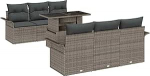 7-teiliges Garten-Sofaset Grau mit Kissen aus Poly-Rattan, 2-Sitzer Garten-Sofa Grau mit Stauraum & Kissen aus Poly-Rattan Gartenlounge Model3356942