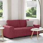 2-Sitzer Diivan, Weinrot Stoffsofa f&uuml;r Wohnzimmer, Moderner Zweisitzer mit Breiten Armlehnen, Robustem Holz-Metallgestell, 140 cm Sitzbreite