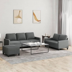 SECOLI Sofa 3 Seater and 2 Seater and Footstool Set Sofa Sets 3-2-1 Set for Living Room/Bedroom/Office/Living Room Dark Grey Fabric 3-Seater + 2-Seater + Footstool