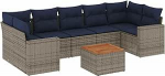 Garten-Sofagarnitur Ecksofa Grau PE-Rattan 62x62x69cm - Komfortable Sitzpl&auml;tze f&uuml;r Terrasse und Innenhof Model3256369