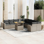 Gartensofa-Set 11-teilig mit Kissen aus Polyrattan Grau M&ouml;bel, Set Schlafsofa Wohnzimmer Sofa Garten, Set Modernes Sofa f&uuml;r den Au&szlig;enbereich, Outdoor-M&ouml;bel ZZ