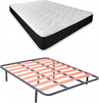 DU&Eacute;RMETE ONLINE T&auml;isvoodi Pocket Visco p&ouml;&ouml;ratava madratsiga (talvel/suvel) + p&otilde;hiline lamelliraam koos jalgadega, klamber, legeeritud teras, hall, 135 x 190 cm.