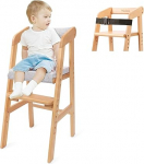 YOLEO High Chair, Height-Adjustable Wooden High Chair for Children from 2 to 12 Years, Beech Wood Baby Chair, Chair Grows with Baby, for Eating and Learning (Natural with Cushion)