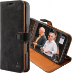 Snakehive nahast &uuml;mbris iPhone 16 Pro-le, ehtne nahast mobiiltelefoni &uuml;mbris aluse funktsiooni ja kaardipesadega, k&auml;sitsi valmistatud ELis (must)