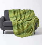 Homescapes - Morocco Textured Stripe Throw - 60 x 80 Inches - Green - K&auml;sitsi valmistatud 100% puuvillast - Sobib enamikule 2-kohalistele diivanitele - &Uuml;ksikud voodipesud - Lihtne kodus pesta.