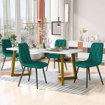 YCYDHDM Dining Table with 4 Chairs Set, Dining Set with Velvet Dining Chair, Kitchen Table Set for 4 People, Dining Table Set for Kitchen, Dining Room and Living Room, MDF Table Top, Green Chairs