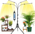 wolezek Plant Lamp Full Spectrum, LED Grow Lamp with Stand, 3000 K 6500 K 660 nm Floor Plant Light, Plant Light, Tripod Adjustable 28-160 cm, Timing 6/12/16H, 3 Modes & 5-Level Brightness