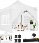 COBIZI Pavillon Faltpavillon 3x3 wasserdicht stabil Winterfest,Outdoor faltbar partyzelt，gartenpavillon mit 4 Seitenteilen und 4 Sandsack und Laufradtasche, Wei&szlig;