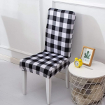 Namvo Set of 6 Removable Short Dining Chair Cover Washable Seat Cover for Kitchen, Hotel, Dining Room, Ceremony, Banquet Wedding Party (Black and White)