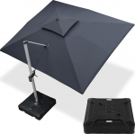 PURPLE LEAF Ristk&uuml;likukujuline p&auml;ikesevari 300 x 365 cm koos vihmavarju statiiviga Suur stabiilne 360&deg; p&ouml;&ouml;ratav aia vihmavari koos turuvardaga XXL p&auml;ikesekaitse UV50+, Hall