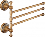 Weare Home Antique Hand Towel Rail 3 Arms Retro Towel Rail Brass Vintage Bath Towel Holder Wall Mounted