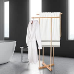 Beyeutao puidust r&auml;tikuhoidja vannitoa jaoks, 2-tasandiline puidust r&auml;tikuhoidja koos alusega, vabalt seisev r&auml;tikuratas, ekstra k&otilde;rge topeltvanni r&auml;tikuhoidja kuivatamiseks