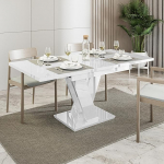 Malvi - S&ouml;&ouml;gilaud pikendatav kuni 160 cm - 120x80x75 cm - Modern - S&ouml;&ouml;gilaud - S&ouml;&ouml;gitoa laud - Laua s&ouml;&ouml;gituppa, elutuppa - pikendatav laud - Valge k&otilde;rgl&auml;ikega laud