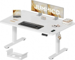 JUMMICO reguleeritava k&otilde;rgusega t&ouml;&ouml;laud 140 x 70 cm koos kaablikanaliga, reguleeritava k&otilde;rgusega elektriline seisev laud USB pistikupesaga, arvutilaua, ergonoomiline seisev laud, kontorilaud, valge v&auml;rviga