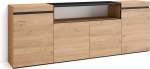 Skraut Home Sideboard, Highboard, kapp, riidekapp, 200 x 75 x 35 cm, 4 ust, elutuba, k&ouml;&ouml;k, kaasaegne stiil, tammepuust must