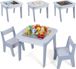 Clevich laste laua-tooli komplekt, laste istmekomplekt, hoiuruum, 2 tooliga, laste istumiskomplekt, kahepoolne maalimislaud ja ehitusplaat, 2 tooliga pakett, lastem&ouml;&ouml;bel laste jaoks