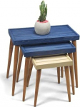 Rustic Solid Wood 3-osaline pesitsuslaudade komplekt - K&auml;sitsi valmistatud ruumi s&auml;&auml;stev k&uuml;ljelaua komplekt