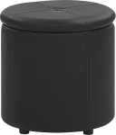 Beliani Maryland Elegantne mustast kunstnahast pouf praktilise hoiuruumiga