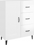 vidaXL Sideboard Cabinet Sideboard Side Cabinet Chest of Drawers Multi-Purpose Cabinet Living Room Cabinet High Gloss White 69.5 x 34 x 90 cm Wood Material