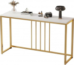 Modern 31.5" Coffee Table - Stylish Console Sofa Table with Marble Top, Sturdy Metal Frame, Adjustable Feet, Perfect for Living Room and Entryway