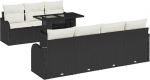 8-teiliges Garten-Sofa-Set mit Kissen Schwarz Poly-Rattan, 2-Sitzer Garten-Sofa mit Stauraum & Kissen Schwarz Poly-Rattan Gartenlounge Model3357140