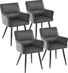 CLIPOP s&ouml;&ouml;gitoa toolid, komplekt 4, sametist k&ouml;&ouml;gitoolid, polsterdatud toolid k&auml;etugede ja metalljalgadega, retro disainiga k&auml;etoed, tugitool elutuppa, s&ouml;&ouml;gituppa (4, sametroheline hall)