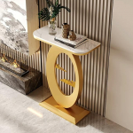 JSWHYBD Eingangstisch, moderner, minimalistischer Gold-Konsolentisch mit rundem Rahmen, multifunktsionaalne Dekor-Aufbewahrungstisch, f&uuml;r das Wohnzimmer im Flur A 60 * 30 * 75CM
