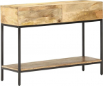 Konsolentisch Schmal mit 2 Schubladen und 1 Ablage, Holz Beistelltisch, Flurtisch, Kleiner Sofatisch f&uuml;r Eingang, Flur, Foyer, 100x35x76 cm Mango Massivholz