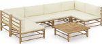 Festnight Garden Lounge Furniture, Patio Garden Furniture Set, Bambus Garden Lounge Diivan, Outdoor Couch Set, Garden Diivan Set, Patio Furniture, 7-osaline