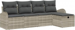 5-teiliges Garten-Sofa-Set mit Kissen Hellgrau Poly-Rattan, 2-Sitzer Garten-Sofa mit Stauraum & Kissen Hellgrau Poly-Rattan Gartenlounge Model3360393