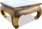 livasia Opium laud klaasist, Aasia kohvilaud, diivanilaud elevandi nikerdusega (76 x 76 cm)