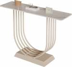 Moodne konsoollaud, pikk konsoollaud, kitsas koridorilaud, metallist alus, kiltkivi plaat, sissep&auml;&auml;sulaud elutuppa (beež, 120 cm)