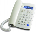 Ornin Y043 juhtmega telefon k&otilde;lariga, n&auml;idikuga, p&otilde;hikalkulaatoriga ja helistaja tuvastamisega (valge)