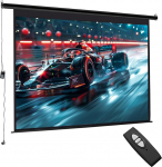INMOZATA 4:3 HD elektriline projektoriekraan 120 tolli kaugjuhtimispuldiga projektoriekraan Kokkupandav motoriseeritud projektsiooniekraan kodukooli teatri kino siseruumides v&auml;ljas projektori filmiekraan (120 tolli).