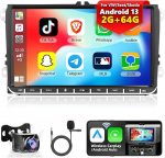 2+64G Android 13 autoraadio VW-le koos Carplay Android Car podofo puuteekraaniga koos GPS navigatsiooniga WiFi Bluetooth HiFi USB FM RDS EQ raadio + CANBUS + tagurduskaamera + mikrofoniga