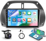 Rimoody 8 Kerne 6+128G Android Autoradio f&uuml;r Toyota RAV4 2001-2006 9 Zoll Touchscreen Radio Kabellos Carplay mit Android Auto Mirror Link Bluetooth FM/RDS/EQ/DSP WiFi GPS Navi R&uuml;ckfahrkamera