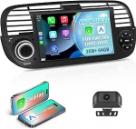 Android 13 autoraadio FIAT 500 (2007-2015) | 7-tolline IPS puuteekraan veekindla HD tagantvaate kaameraga | Traadita CarPlay ja Android Car | 2GB+64GB GPS Bluetooth juhtimispult (must)