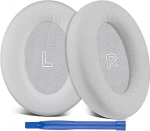 SOPROM Asendusk&otilde;rvapadjad Bose QC Ultra/New QuietComfort Ultra (2. Gen) juhtmevabadele k&otilde;rvaklappidele Asendusk&otilde;rvapadjad pehmema valgulise nahaga, k&otilde;rgekvaliteediline m&uuml;raeristav vaht - suitsuvalge