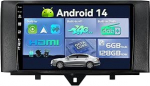 SXAUTO Android 14 [sisseehitatud 4G/DAB] 6G+128G - Autoradio Benz Smart Fortwo (2011-2015) - Sisseehitatud Carplay/Android auto - Kaamera + MIC -DSP 360-CAM roolijuhtimine Fast-Boot HDMI 2 DIN IPS 9
