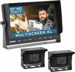 VSG 24 tagurduskaamera 10-tolline professionaalne HD XL komplekt, mis sisaldab 2 x IP69K kaamerat, 1080P HD monitori, kaablit - veekindel &ouml;&ouml;vaatlus 12V-24V lihtne paigaldus / vastupidav tagurduss&uuml;steem traktori veoautole