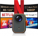 [Netflix Certified] Formovie Xming Episode One, projektor WiFi Bluetoothiga, Netflix Google TV integreeritud, 1080P 4K toetab nutiprojektorit, Dolby Audio kodukino jaoks, v&auml;litingimustes kaasaskantavad