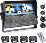 CAMECHO tagumise vaate kaamera 4 kaamerat, 9-tolline 1080P 4 jagatud DVR monitor 4 kaameraga + kaabel 2 x 10 m + 2 x 20 m, IP69 veekindlad &ouml;&ouml;n&auml;gemiskaamerad, esikaamerad veoautole, haagisele, haagissuvilale,