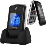 4G Seniorenhandy ohne Vertrag Klapphandy 1200 mAh Akku Lange Standby Mobiltelefon Gro&szlig;tasten Handy f&uuml;r Senioren mit Ladestation SOS Notruftaste Dual-SIM 2,8 und 1,77 Zoll Farbdisplay Schwarz