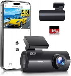 GKU 4K Dash Cam Car, Front Dashcam, mini autokaamera integreeritud WiFi, 170 &deg; lai nurk, &ouml;ine n&auml;gemine, WDR, 24H parkimise j&auml;lgimine, Loop salvestamine, G-sensor, Dash Cam Front sisaldab 64 GB SD-kaarti