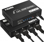 4K HDMI Splitter 1 in 4 Out, Audio Video HDMI Splitter koos toiteallikaga samaaegselt 4 monitori, 30 m pikk stabiilne &uuml;lekanne